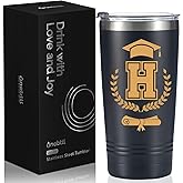 Onebttl Graduation Gifts 2026 - Graduation Stainless Steel Tumbler with Initial, Funny Initial Tumbler as Graduation Party Supplies, Graduation Decorations, Back to School for Her and Him - H