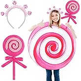 JenPen 3 Pcs Valentines Lollipop Costume for Women Candy Costume Accessories Rainbow Candy Outfits for Women Valentines Halloween Christmas Lollipop Theme Cosplay Accessories
