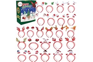 boveeny 24 Pcs Christmas Headbands Party Favors, Bulk Christmas Classroom Gifts, Christmas Goodie Bag Stuffers, Christmas Prizes for Kids