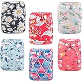 ALVABABY 6pcs with 12 Inserts Baby Cloth Diapers Pocket Newborn Diaper for Less Than 12pounds Baby Snaps Cloth Diapers Nappy