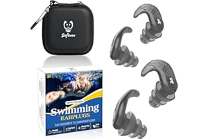 SOFTVOX Swimming Ear Plugs, 2 Pairs Swimmers Earplugs for Adults Teens- Block Water Out, Ultra Soft, Custom Fit, Water Protection Reusable Plugs for Sailing Surfing Parasailing Diving Shower, Black