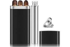 wanbro Stainless Steel Cigar Case with Removable Hip Flask, 2pcs Holder Cigar Tube, Travel Cases, Cigars accessary, Christmas gift for Women Men