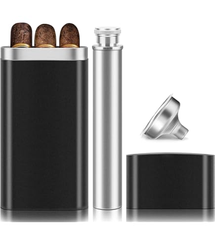 Amazon.com: Stylish Cigar Case Flask Combo: 4 Oz Hip Flask with 6-1/2