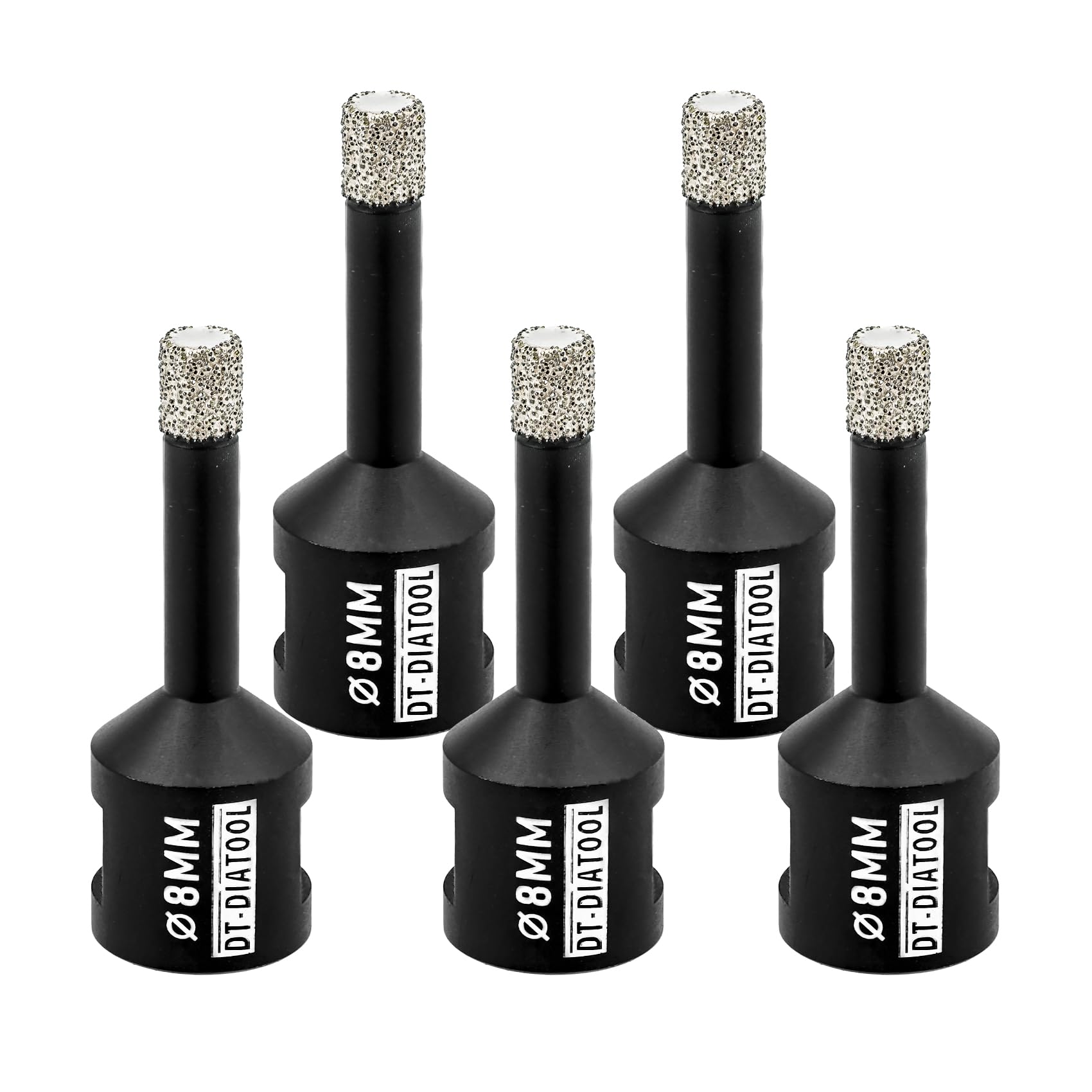 DT-DIATOOL Diamond Drill Bit 5PCS 8mm Hole Saw for Dry Drilling Tile Porcelain Marble Ceramic Granite