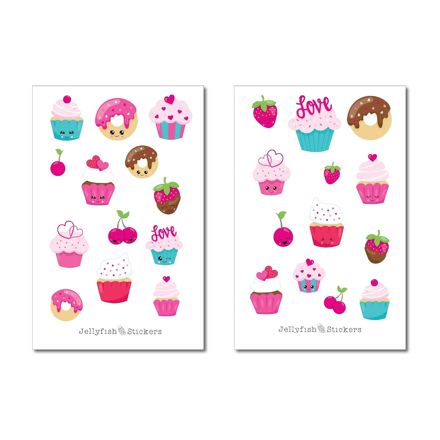 Valentinstag Süßigkeiten Sticker Set – 2 Bögen | 180x110 Mm | Journal, Planer, Scrapbooking Deko
