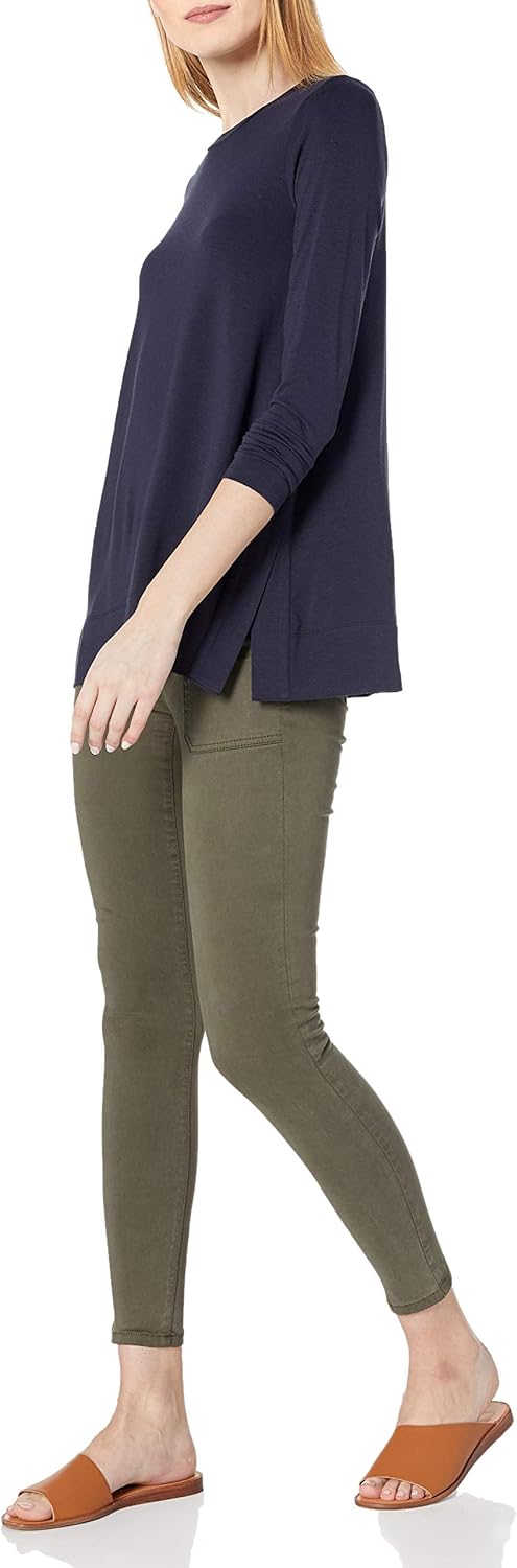  Brand - Daily Ritual Women's Soft Rayon Jersey Long-Sleeve Split-Hem Tunic: Clothing