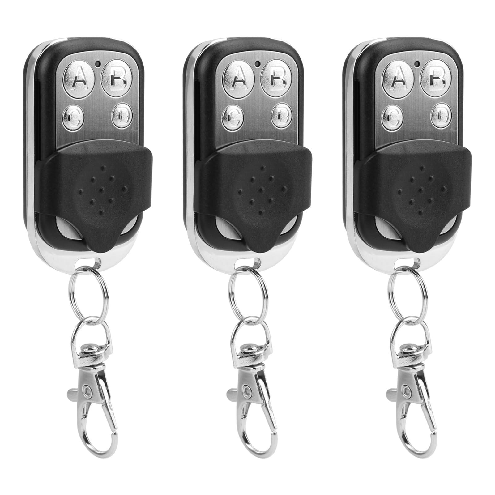 3 Pcs 433MHz Copy Remote Opener, Wireless Cloning Key Fob 4 in 1, Compatible with Garage Doors, Electric Gates, Car Alarms, Roller Shutters, Home Automation Devices