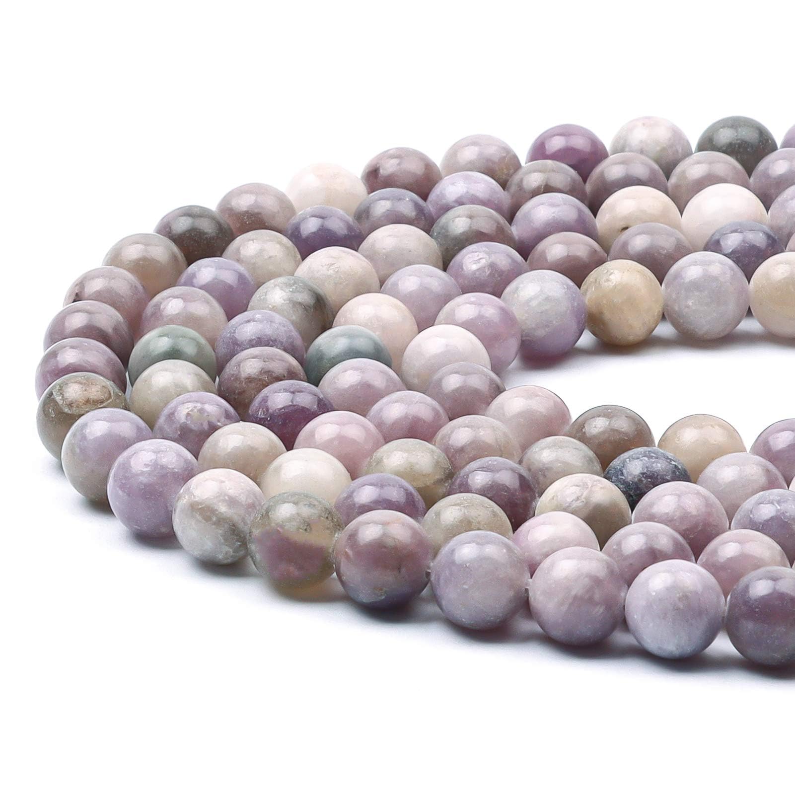 8mm Round Lilac Gemstone Beads, 47-50pcs Loose Smooth Healing Power Stone Beads for Bracelet Necklace Jewellery Making and DIY Crafts, 1 Strand 15.5" — image 1