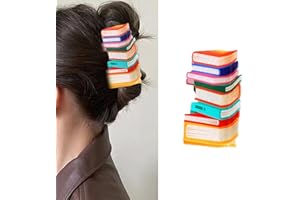 FOTN Girl Student Hair Barrettes Cute Hair Accessories Teacher Hair Clips Fun Claw Clips Book Lover Gifts Cute Hair Accessories For Women Book Lovers Teachers Appreaction Present (orange)