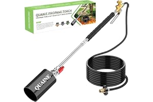 QUANIE Propane Torch Weed Burner Kit, Blow Torch High Output 1,800,000 BTU with Self Igniter and Turbo-Blast Trigger,Heavy Duty Flamethrower with 10FT Hose for Weeding,Roof Asphalt,Ice Snow,Road Marking