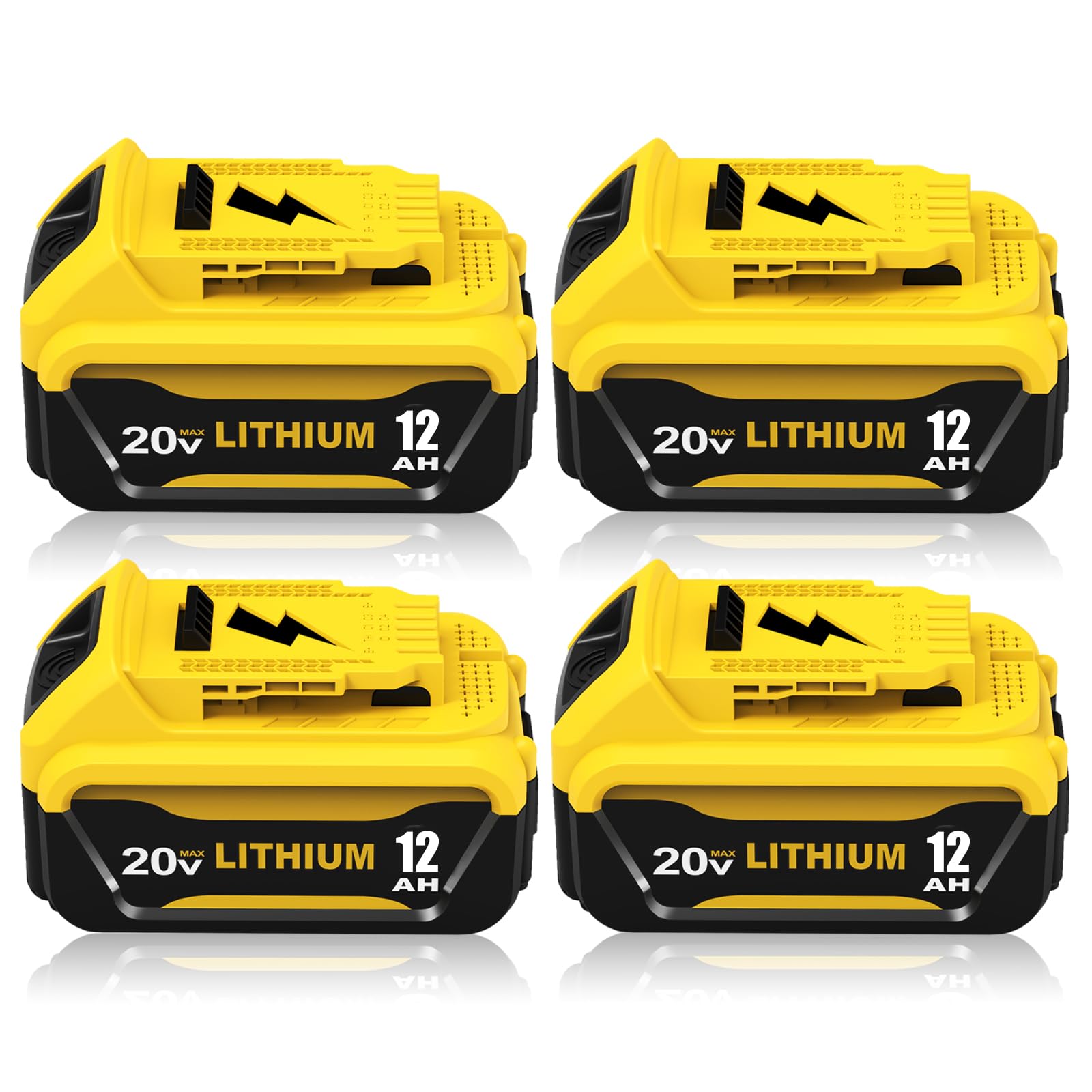 Eagglew 4Packs 12000mAh DCB206 Replacement for Dewalt 20v Battery 12.0Ah Compatible with Dewalt 20v Max Battery Lithium Compatible with 20 Volt Battery DCB201 DCB203 DCB207 DCB204 Power Tools(4Pack) Image