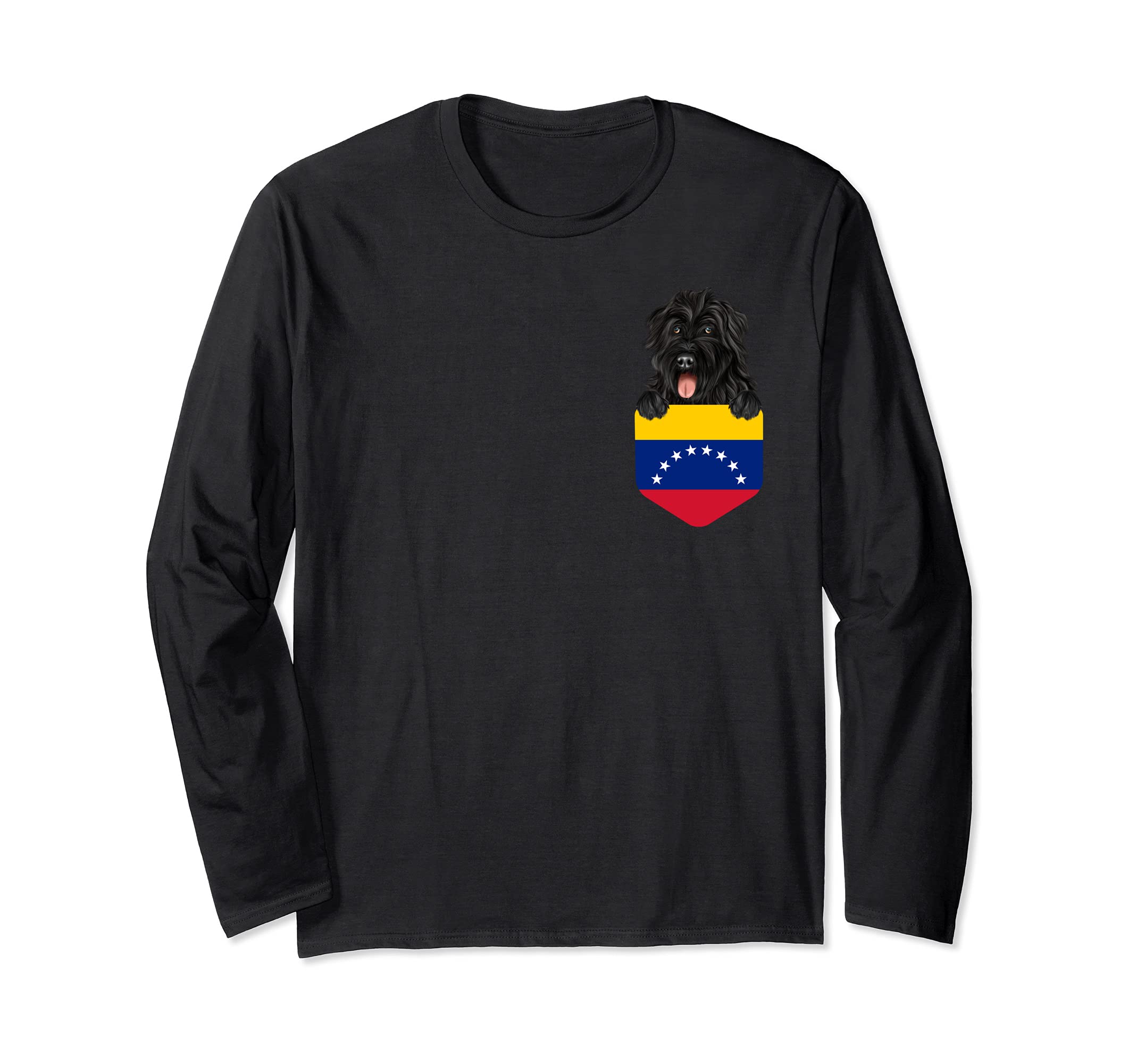 Venezuela Flag Bouvier des Flandres Dog In Pocket Long Sleeve T-Shirt