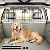 rabbitgoo Dog Car Barrier for SUV, Heavy-Duty Steel Wire Pet Gate, Foldable | Adjustable Universal-Fit Divider, Triple Folding for Cargo Area Vehicles Trucks Safety Travel, 59.8"