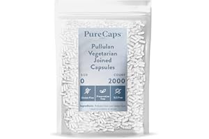 PureCaps USA - Empty Vegetarian Vegan Pullulan Pill Capsules Size 0| 2,000 Joined Pills| Clear| Non-GMO Certified | SLS, Gluten, Preservative Free