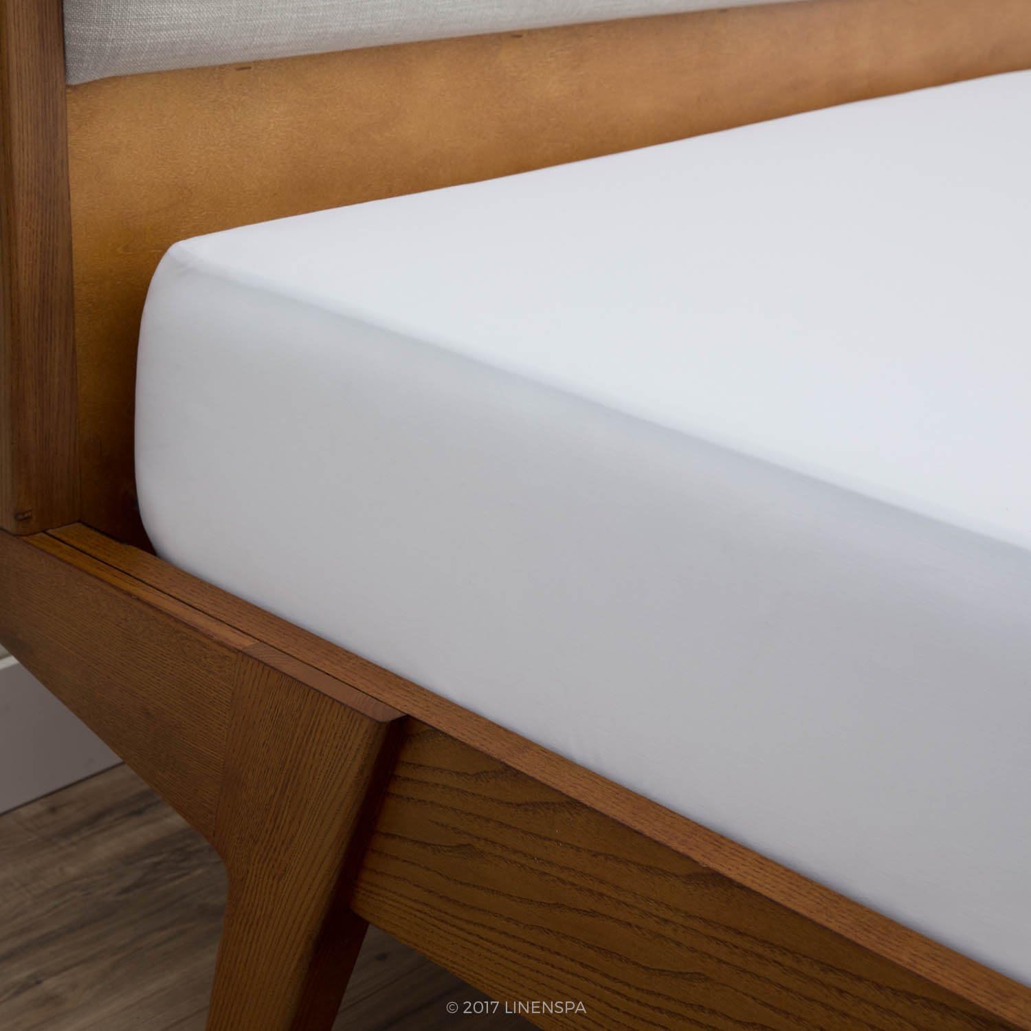 LINENSPA Premium Smooth Fabric Mattress Protector-100% Waterproof-Hypoallergenic-Vinyl Free Protector, Queen, White: Home & Kitchen