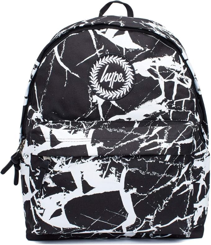 Hype Backpack School Bag for Girls Boys Black Marble P.E Gym Travel
