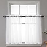 Chyhomenyc White Sheer Curtains 30 inch Length 2