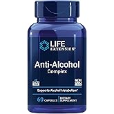 Life Extension Anti-Alcohol Complex, Vitamin C, zinc, Grape Seed, Milk Thistle, Clove Extract, Supports Healthy Alcohol Metabolism & Optimal Liver Function, Gluten-Free, Non-GMO, 60 Capsules