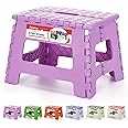 ACSTEP 9 Inch Folding Step Stool 300 LB Capacity Plastic Foldable Step Stools for Kids and Adults, Folding Stool Suitable for Kitchen, Stepping Stool with Handle Light Purple Small Step Stool 1PC