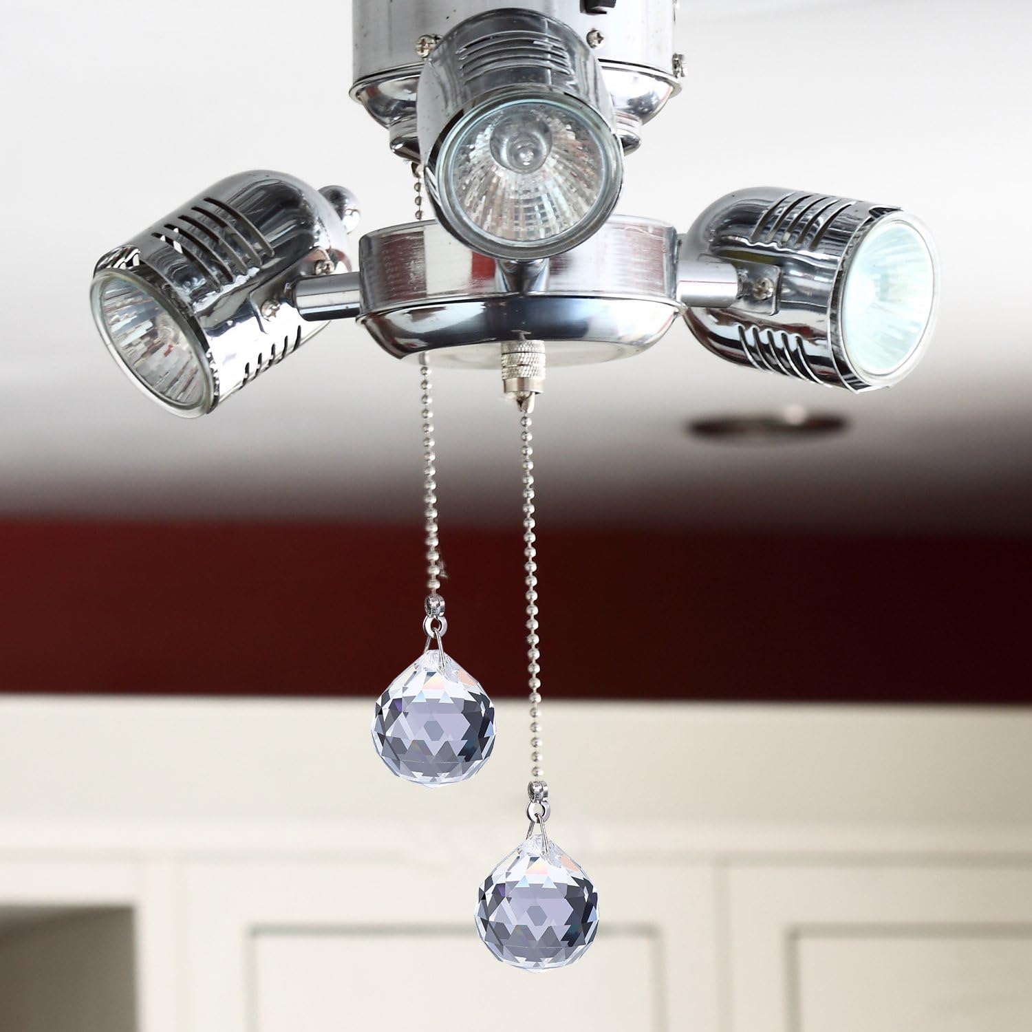 Hestya 2 Sets Clear Crystal Pull Chain Extension with Connector for Ceiling Light Fan Chain, 1 Meter Length Each (Style A) - - 