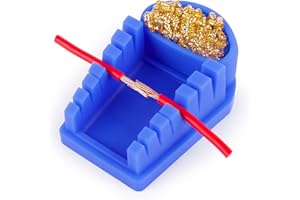 YIHUA S200 Blue Heat-Resistant Silicone Soldering Wire Holder with Brass Wool Cleaner, 6 Grooves, Storage Tray, Helping Hands Soldering Wire Welding Fixture, Compatible Diameter 32-7AWG