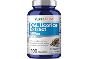 NusaPure DGL Licorice Extract 500 mg 200 Veggie Capsules (Vegan,Non-GMO)