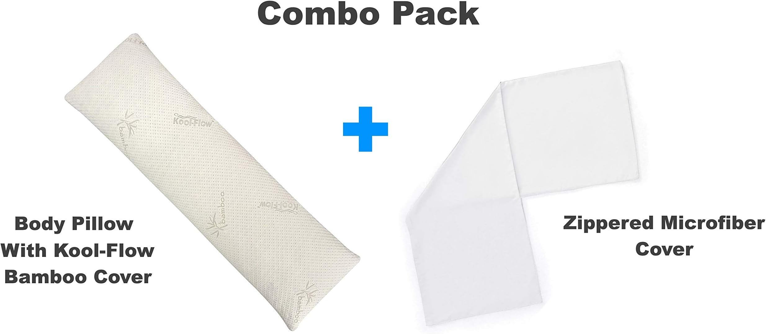 Xtreme Comforts Luxury Bamboo Shredded Memory Foam Full Size Body Pillow with Kool-Flow Breathable Cooling Pillow Outer Fabric - Microfiber 20 x 54 inch Body Pillow Case Included
