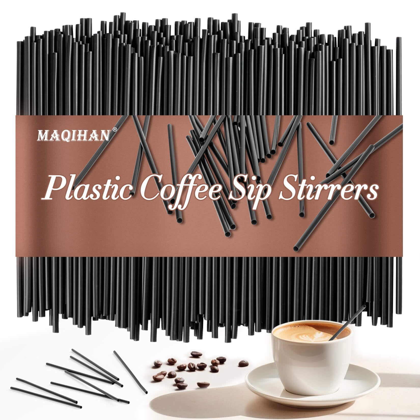 Photo 1 of MAQIHAN Cocktail Straws - Black Plastic Straws Sip Stirrers 5 Inch Drink Stirrer Sticks Disposable Drinking Stir Stick For Coffee, Milk, Juice, Cocktail, Chocolate, Suit For Party, Bar. (600)