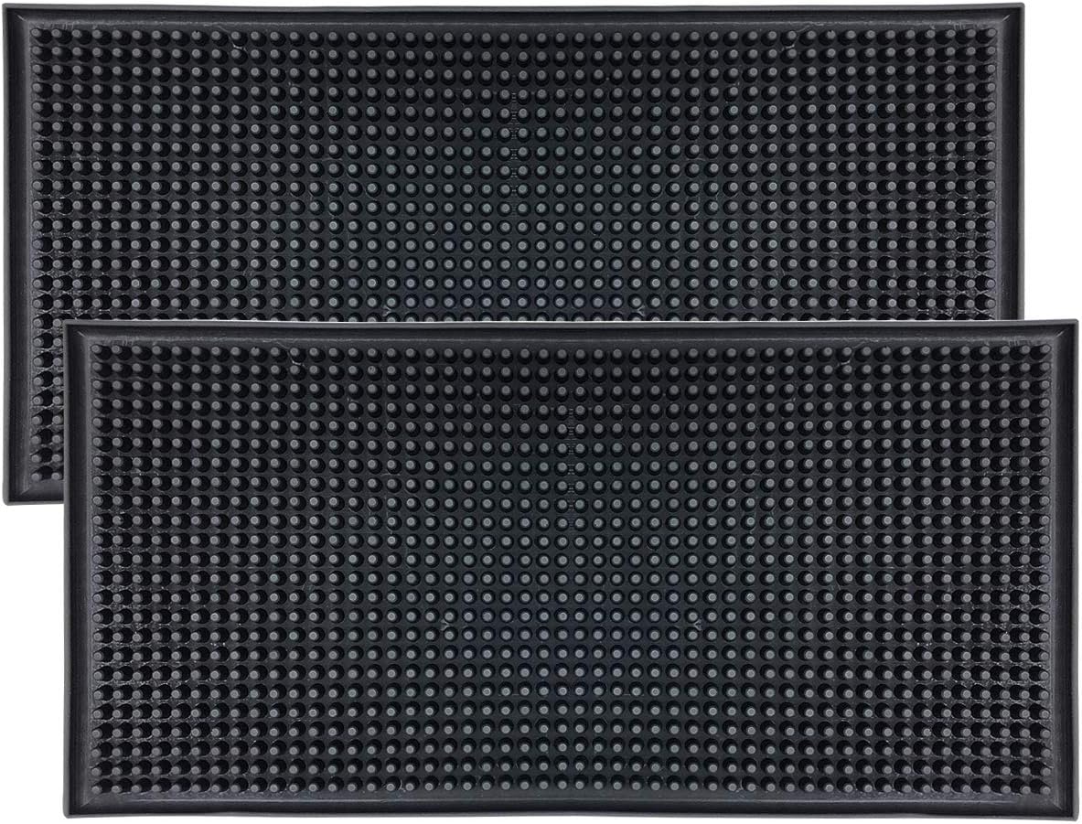 Rubber Bar Service Mat, 12" x 6" Black Mat, Can Be Used in Restaurants