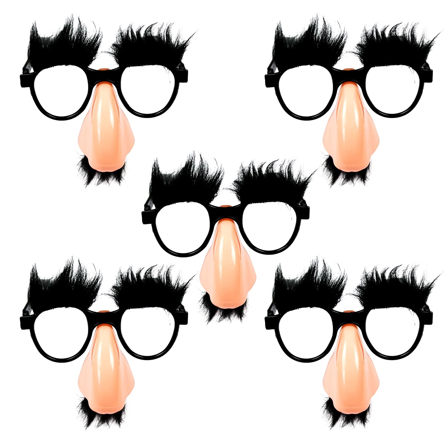 Bohue 5pcs Halloween Disguise Glasses with Funny Nose Eyebrows Mustache Novelty Disguise Glasses Halloween Party Decoration for Adult