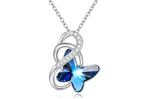 AOBOCO Sterling Silver Infinity Butterfly Pendant Necklace Embellished with Crystals from Austria, Anniversary Birthday Butte