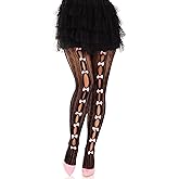Leg Avenue Sweetheart striped net tights with keyhole and mini bow detail