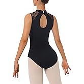BAKPH Women's Turtleneck Dance Ballet Leotard With Durable Lace,Water-drop Hollow Back