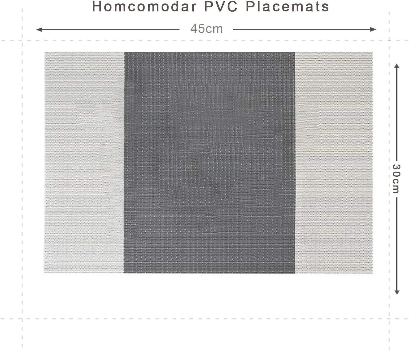 Place mats set of 6,Table Mats Non-slip Heat Resistant Dining Kitchen Table Mats Washable Crossweave Woven Vinyl table mats set of 6 (11.8 in x 17.7 in) (stripe) - Image 3