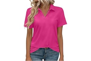 Women's Golf Shirts Short Sleeve Polos Collared Tennis T Shirt Dressy Casual V Neck Business Tunic Top Summer Tshirt