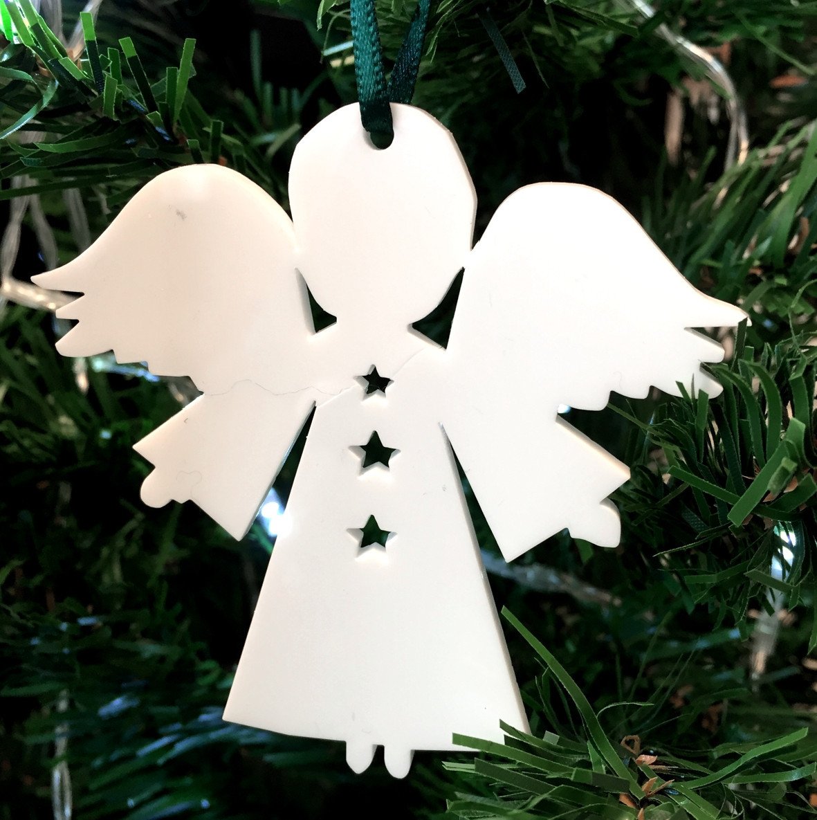 Super Cool Creations Angel Stars White Christmas Tree Decorations - Pack of 10