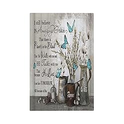 Sghxwp Blue Butterfly Rustic Flower Inspirational