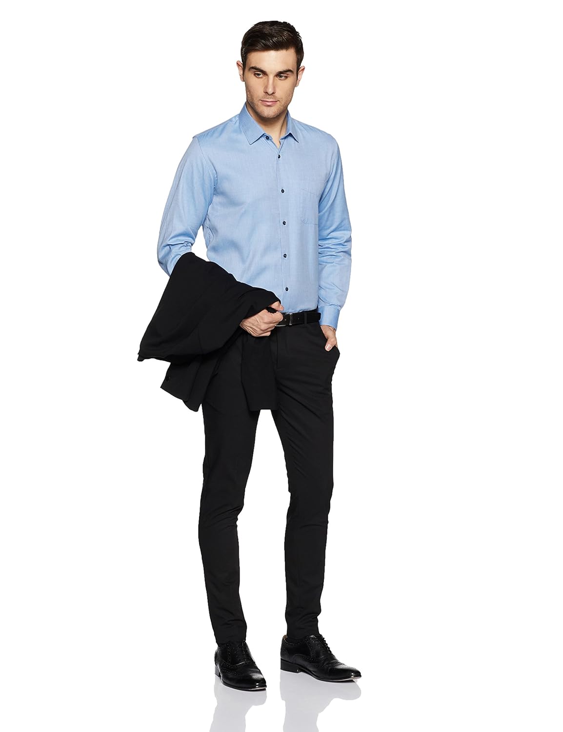 peter england men's plain slim fit formal shirt