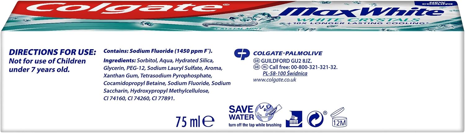 Colgate Max White White + Crystals Toothpaste 75ml, Freshness Powered by UltraFreeze, 10x Longer-Lasting - Image 5