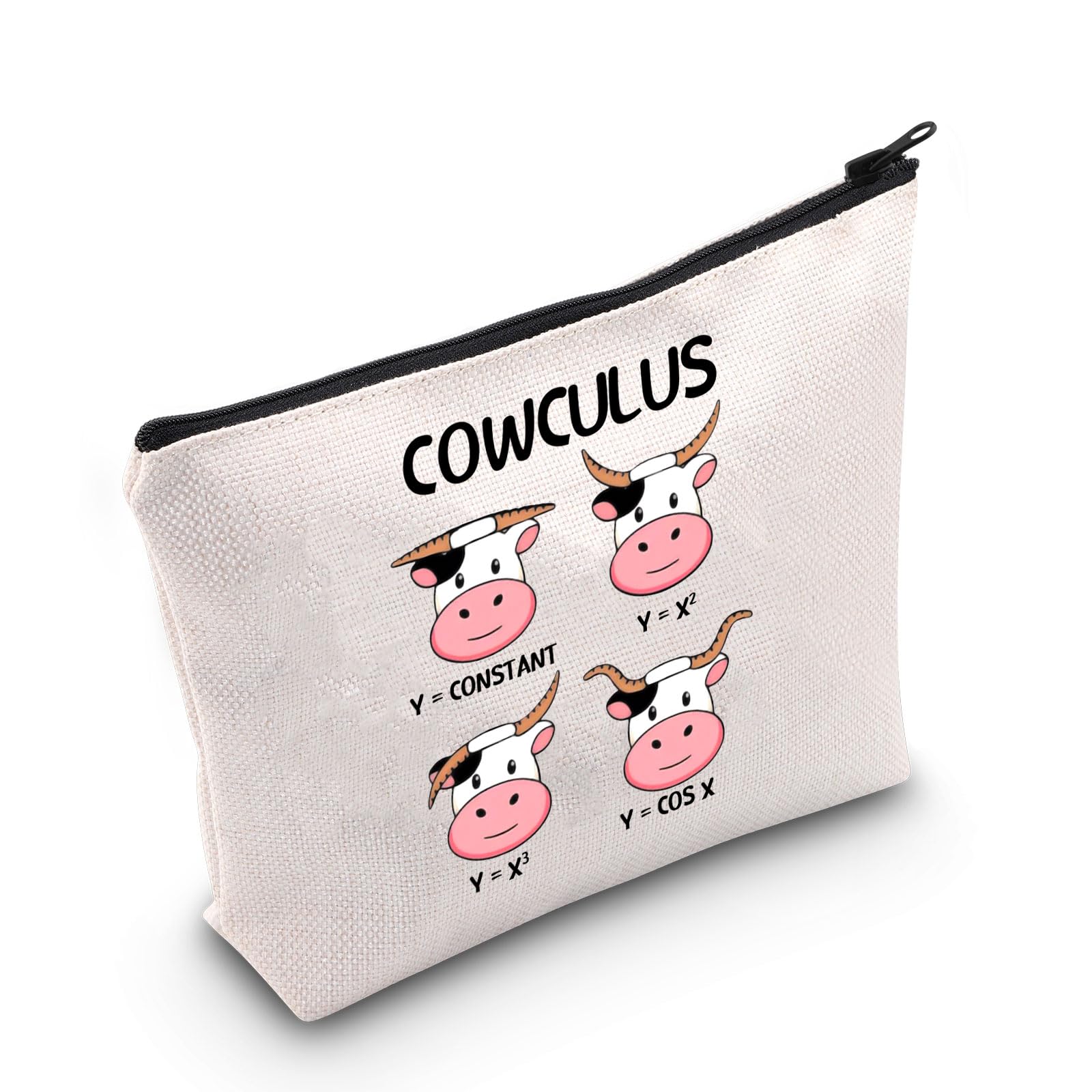 PLITI Funny Math Teacher Gifts Cow Lover Makeup Bag Mathematics Lover Gift Math Geek Gift Cowculus Math Puns Gift (Math Cow bagU) — image 1