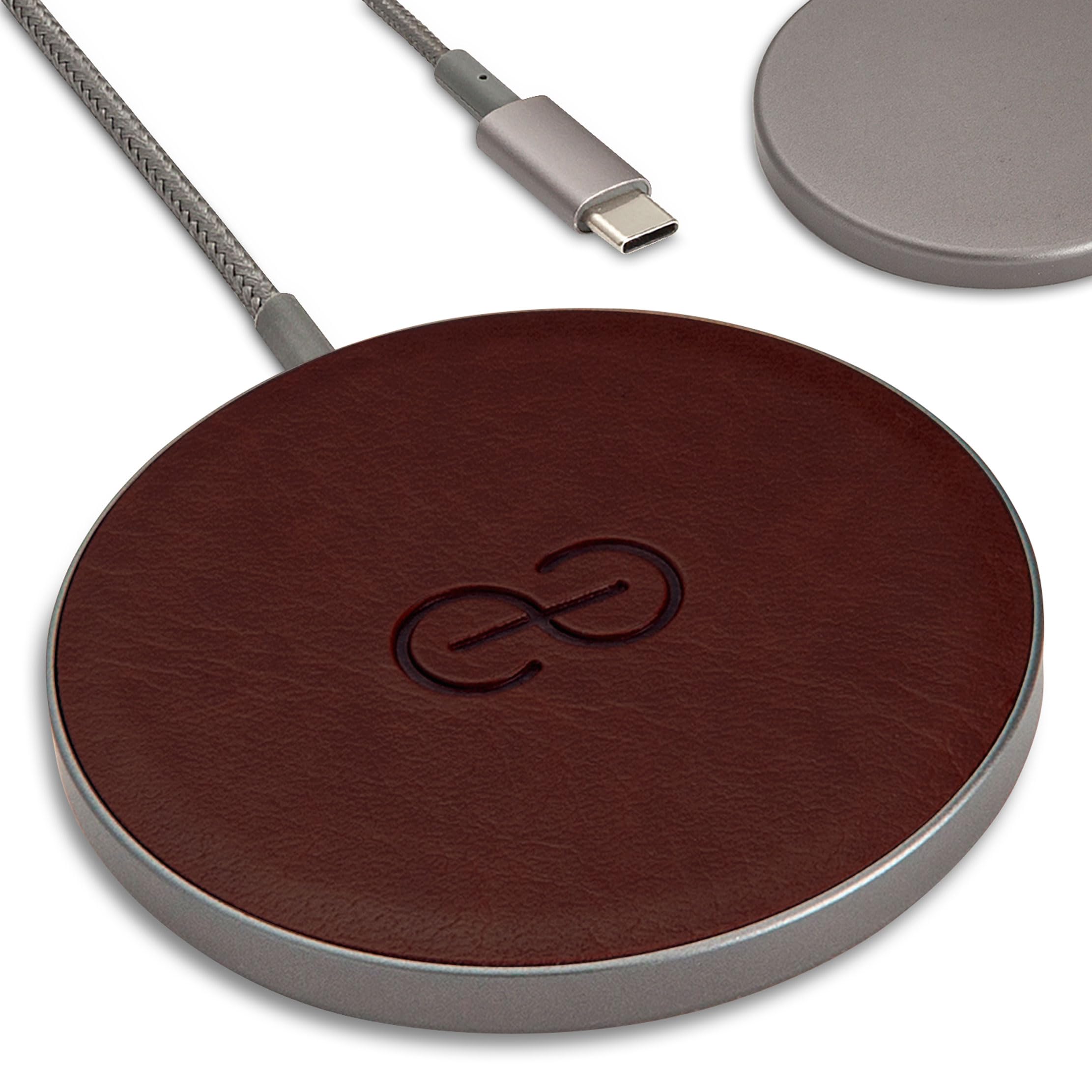 Dreem Empower Magnetic Wireless Charger Pad (Factory Seconds) – Compatible with MagSafe for iPhone 17/16/15/14/13/12 & Qi-Certified Devices – Premium Vegan Leather [Coffee]