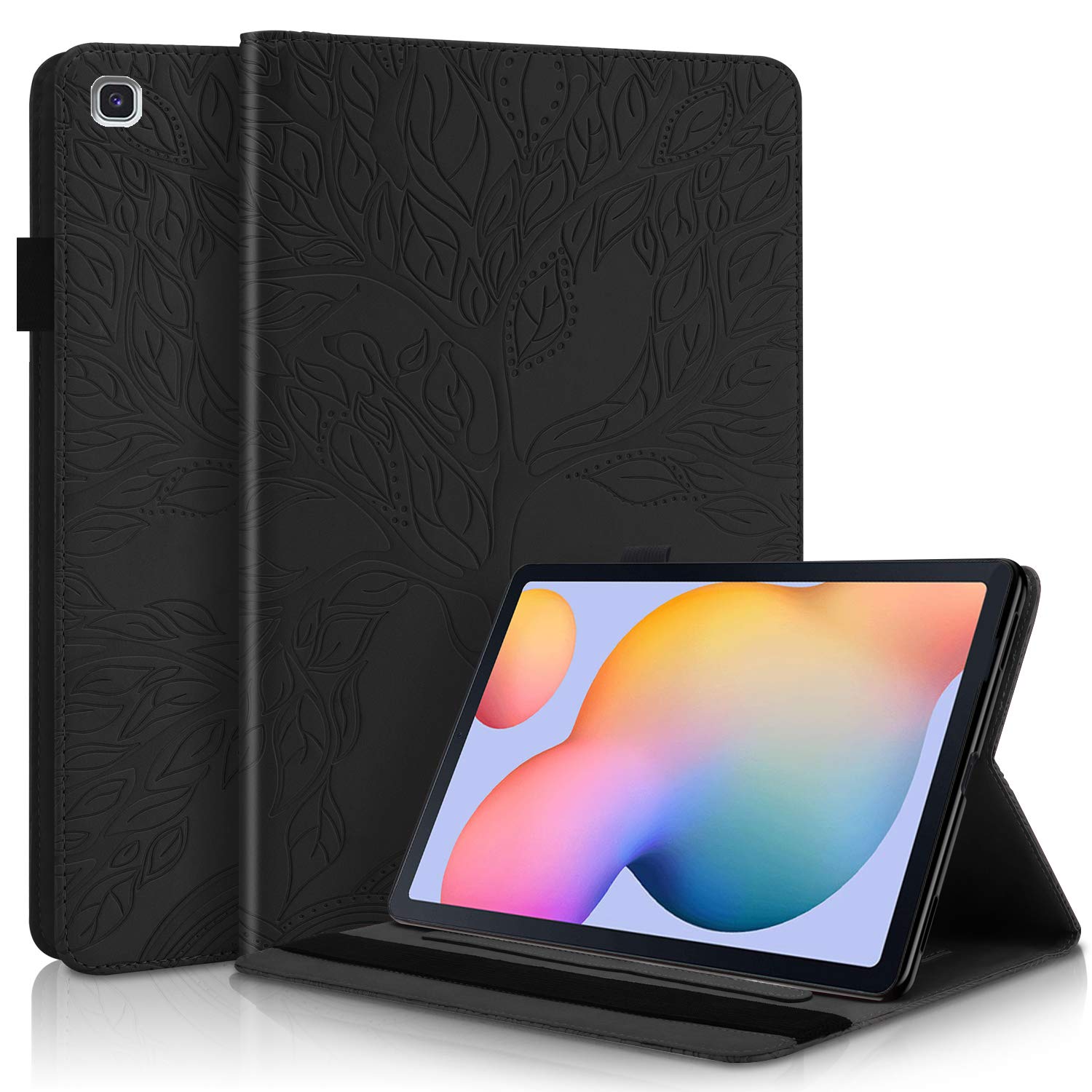 L&Btech Samsung Galaxy Tab S6 Lite 10.4'' 2020 Case, Premium PU Leather SM-P610/ P615 Folding Flip Stand Case with Card Slot Pencil Holder, for Galaxy Tab S6 Lite 10.4 inch - Black