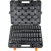 VEVOR 1/2" Drive Impact Socket Set, 65 Piece Socket Set SAE 3/8" to 1-1/4" and Metric 10-24mm, 6 Point Cr-V Alloy Steel for A