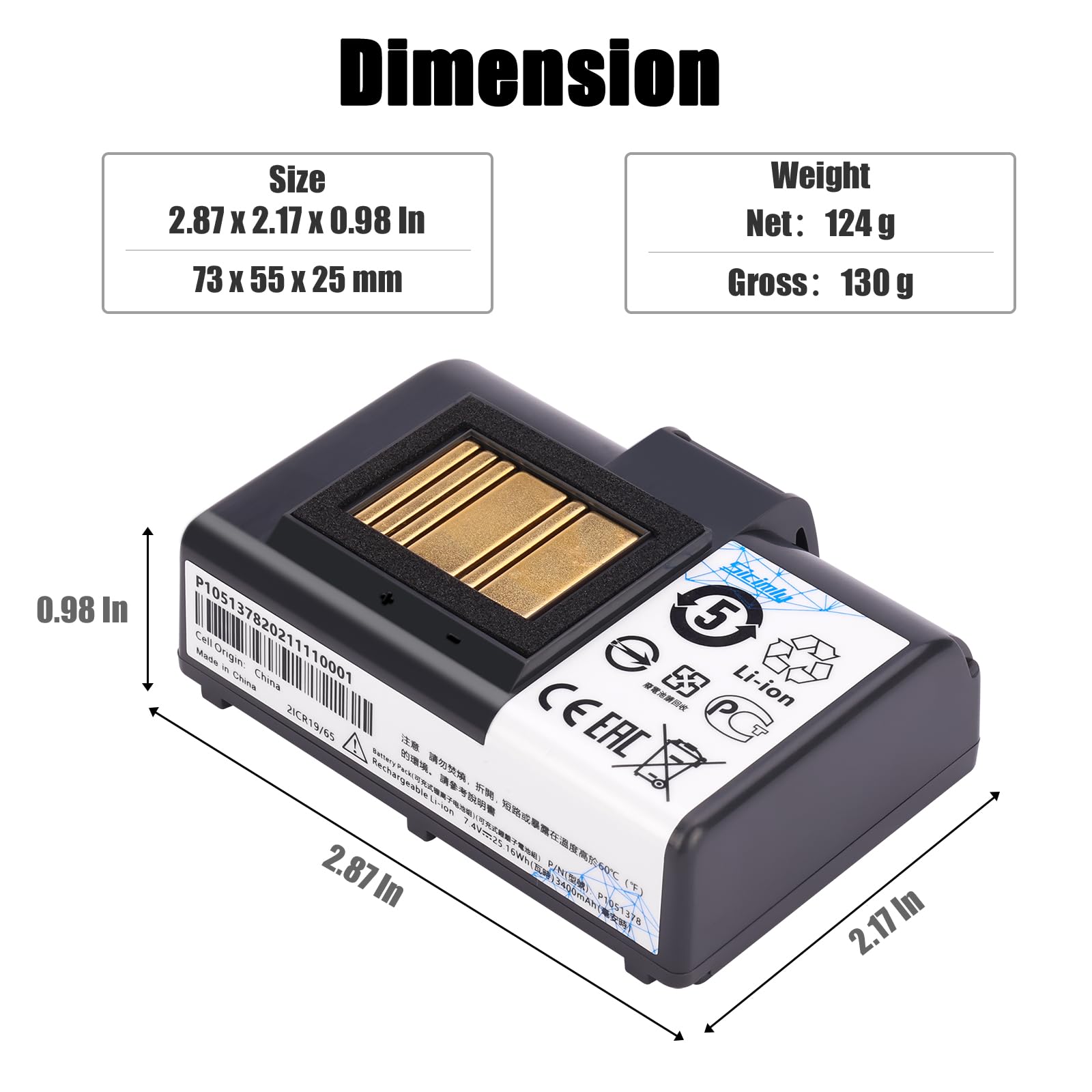 Sicimly 3400mAh Replacement Batteries for Zebra Printer ZQ520 ZQ521 QLN320 QLN220 QLn220HC ZR628 ZR638 ZR658 ZR668 ZQ610 ZQ620 ZQ500 ZQ510 QLn320HC 25.16Wh