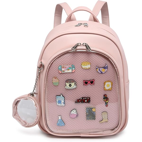Zaino Ita Bag CHERRY SAUCE Con Finestra Trasparente Per Spille, In Tela E PVC, Per Scuola Anime Cosplay, Grande 27,9x35,6 Cm