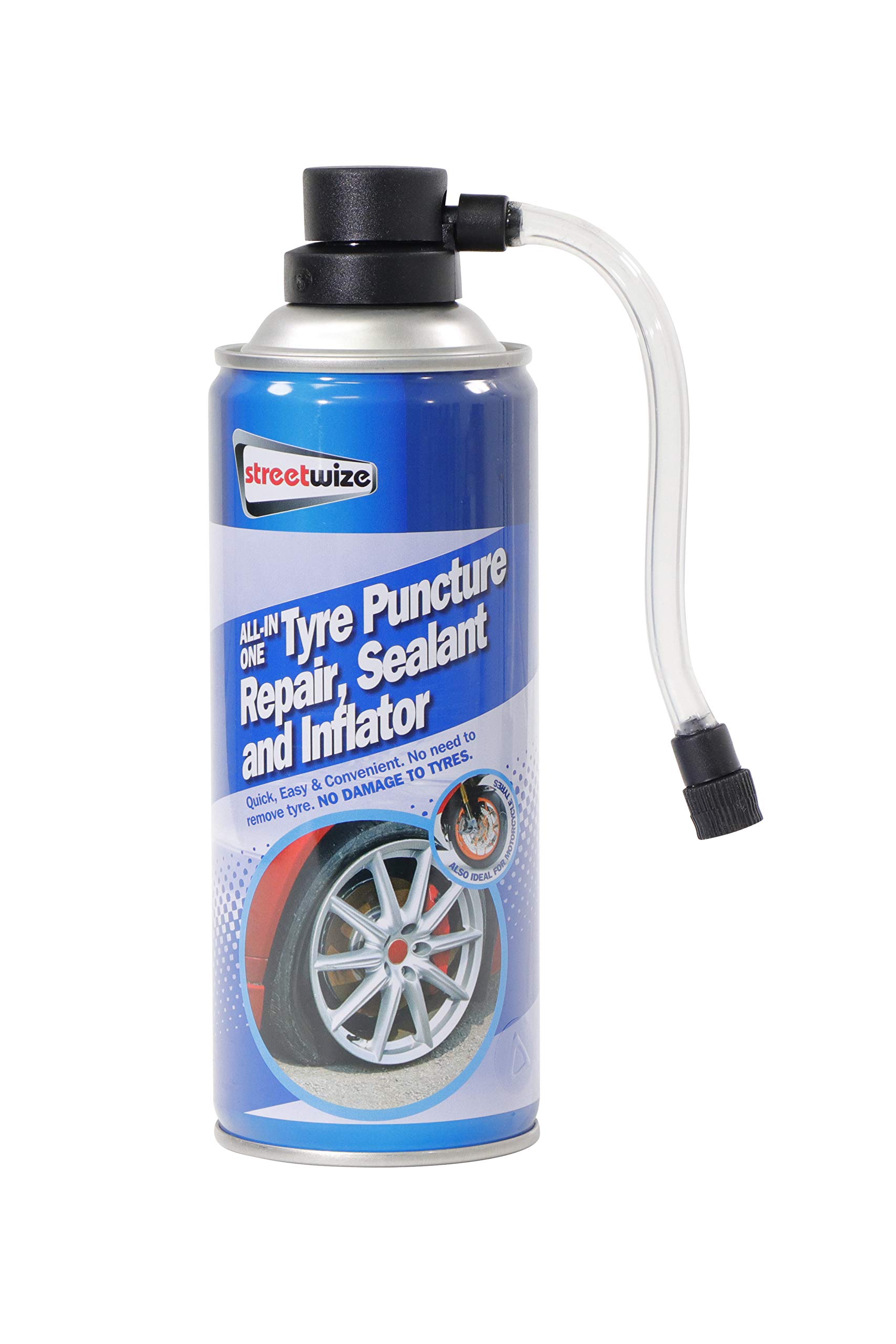 Streetwize - Tyre Sealant and Inflator - Puncture Repair - 450ml - Ideal For : Cars, Vans and 4x4's