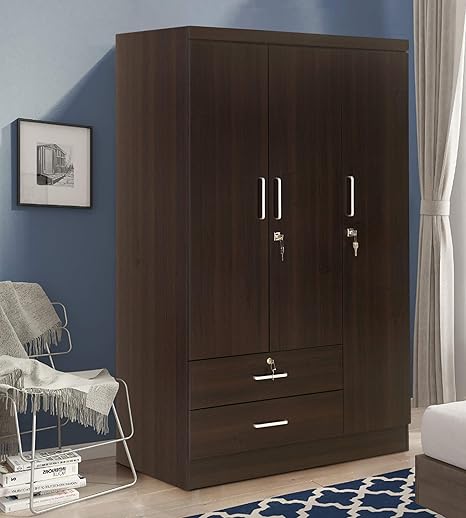 Nilkamal Edwina 3 Door Wardrobe Brown Amazon In Home Kitchen