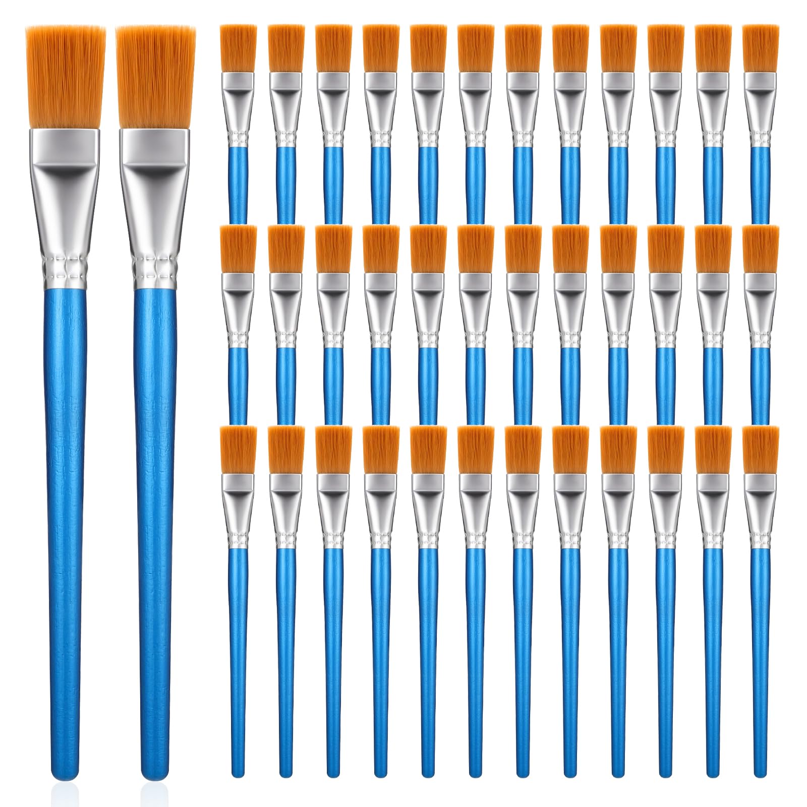Photo 1 of 1 Inch Flat Paint Brushes, 40 Pieces Large Acrylic Painting Brushes Bulk with Wooden Handle for Acrylic Watercolor Oil Crafts Face Body Art