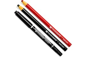 TRADESAFE Grease Pencils and Permanent Marker Set - Black China Pencil, Red Wax Pencil, Black Dual Tip Marker Pen, Premium Grade Markers for Metal, Glass, Fabric