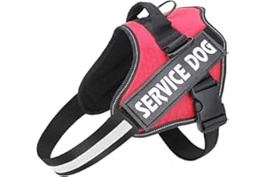 MUMUPET Service Dog Harness with 3M Reflective Safety, Easy Adjust & No-Pull Design - Breathable Nylon Handle for Small/Mediu